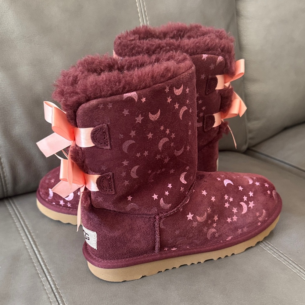 New UGG Plum Colored Boots with Pink Bows